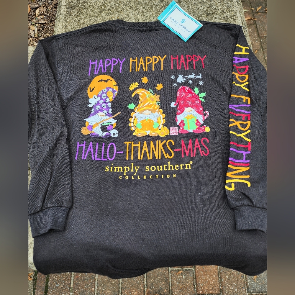 Simply Southern Kids Hallo-Thanks-Mas Happy Everything T-Shirt - Black